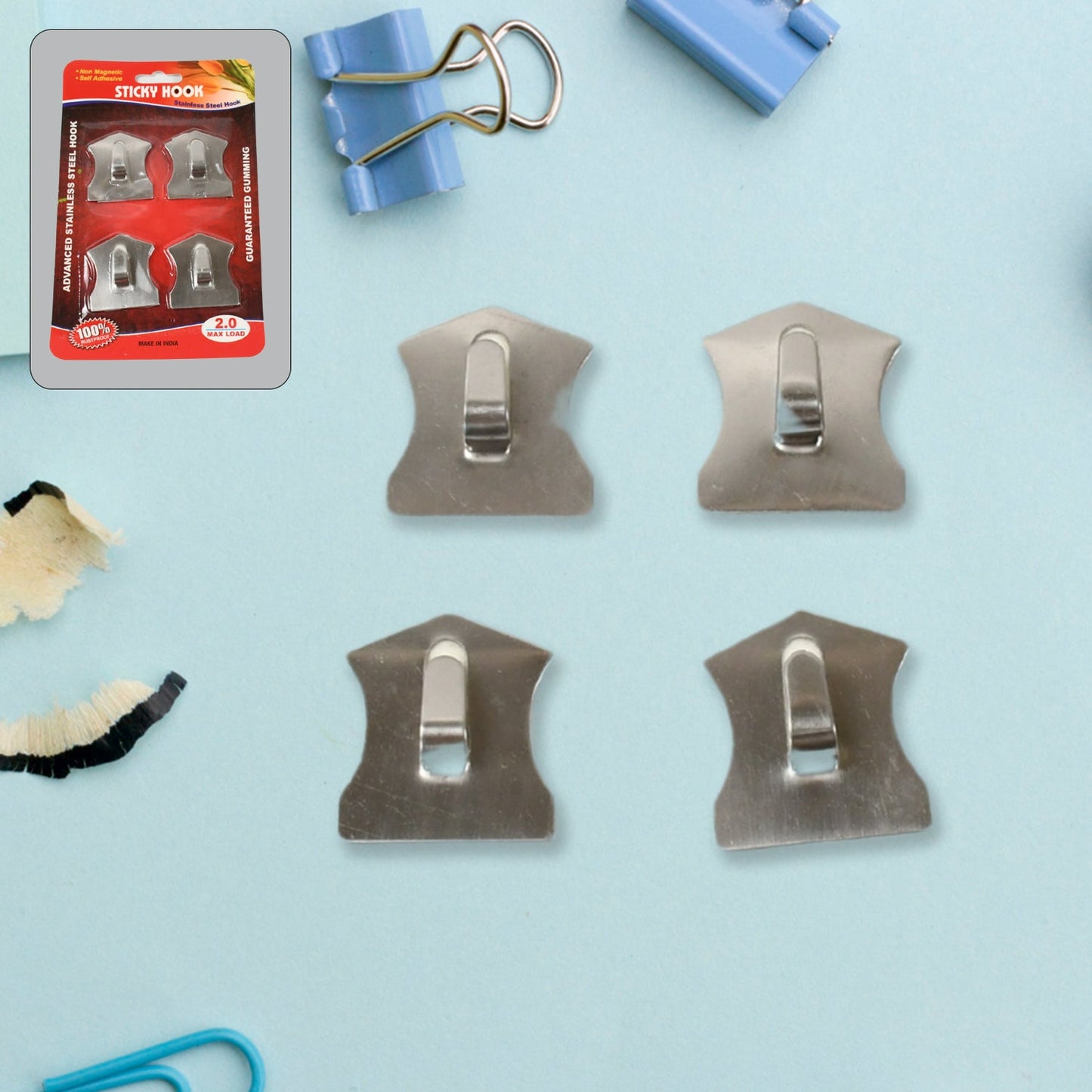 Heavy-Duty Self-Adhesive Hooks – Stainless Steel