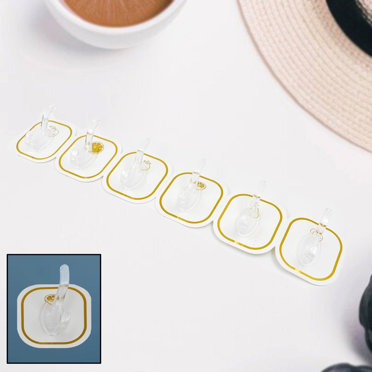 Reusable Transparent Adhesive Hooks (6 Pcs) – Strong