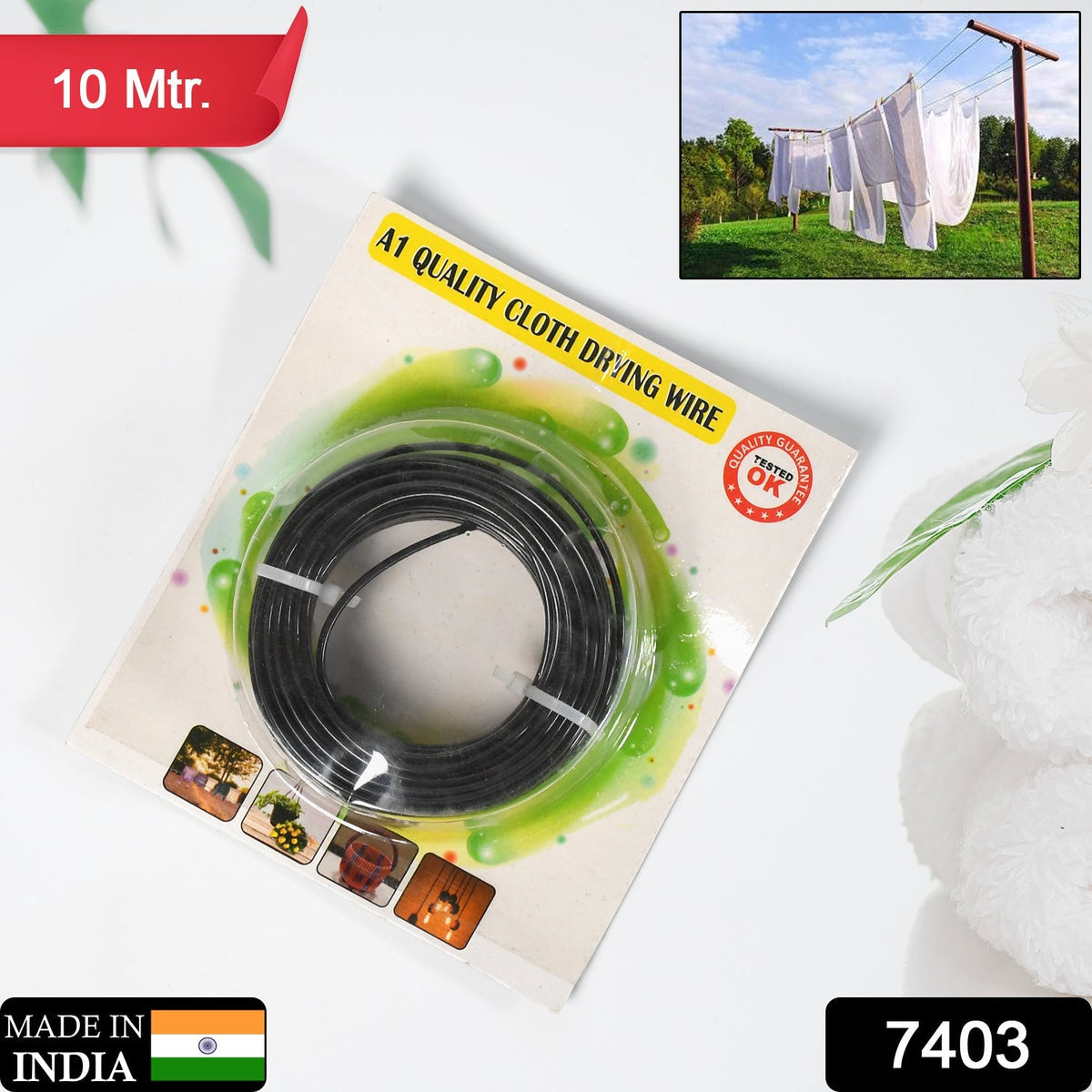 Cloth Drying Wire – 10M PVC Coated Steel