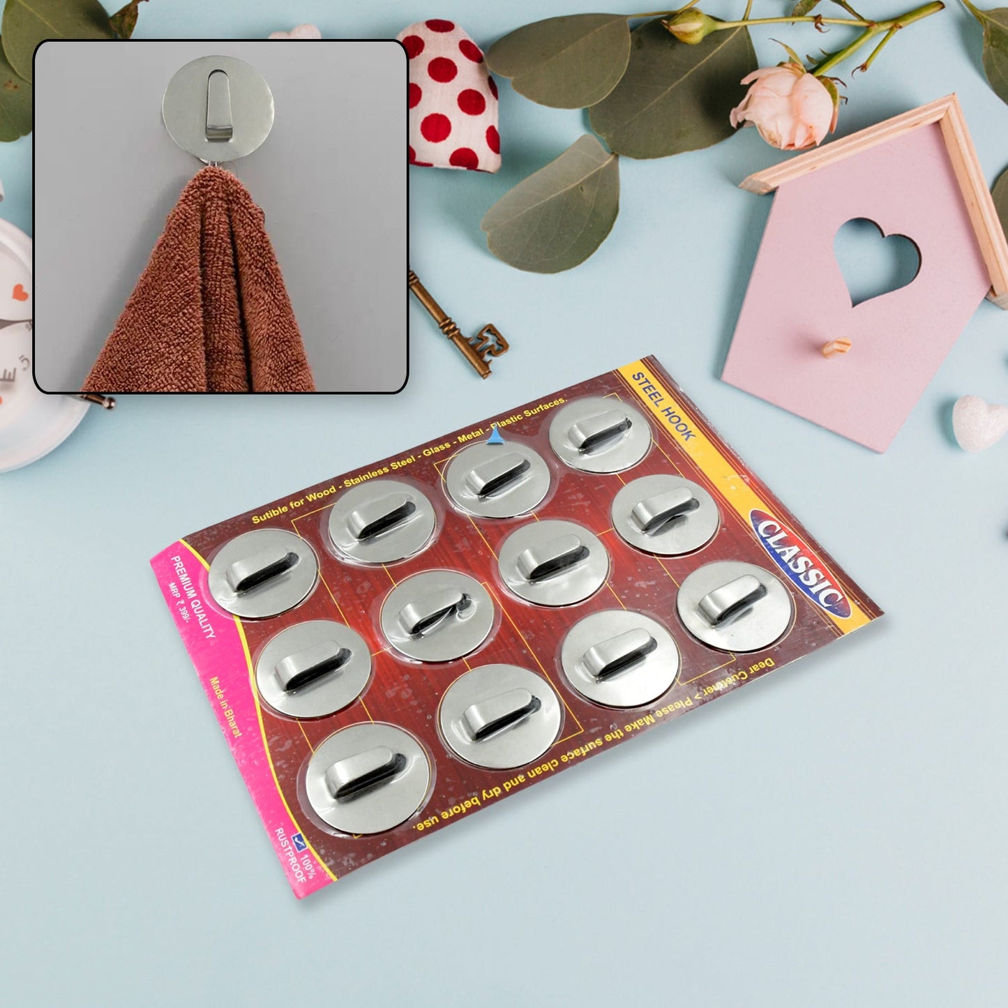 All-in-One Self-Adhesive Wall Hooks – Pcs Steel