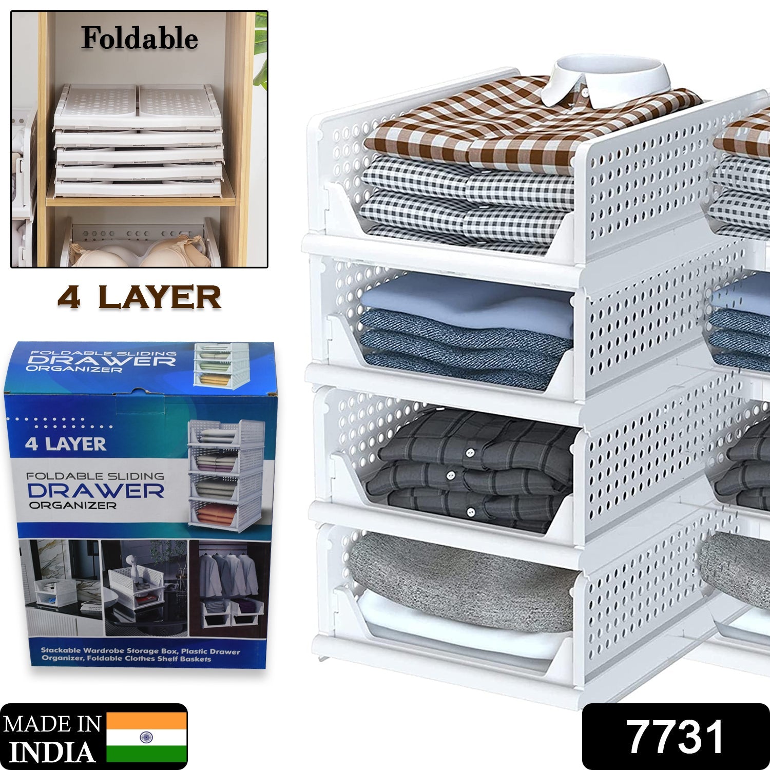 Space-Saving Wardrobe Drawer Organizer – Layer Storage - main product view