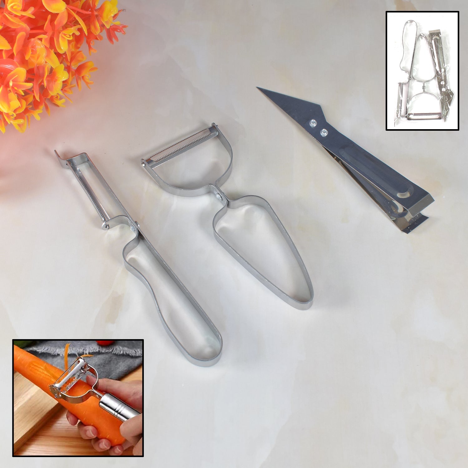 3-in-1 vegetable peeler set for peeling fruits and vegetables