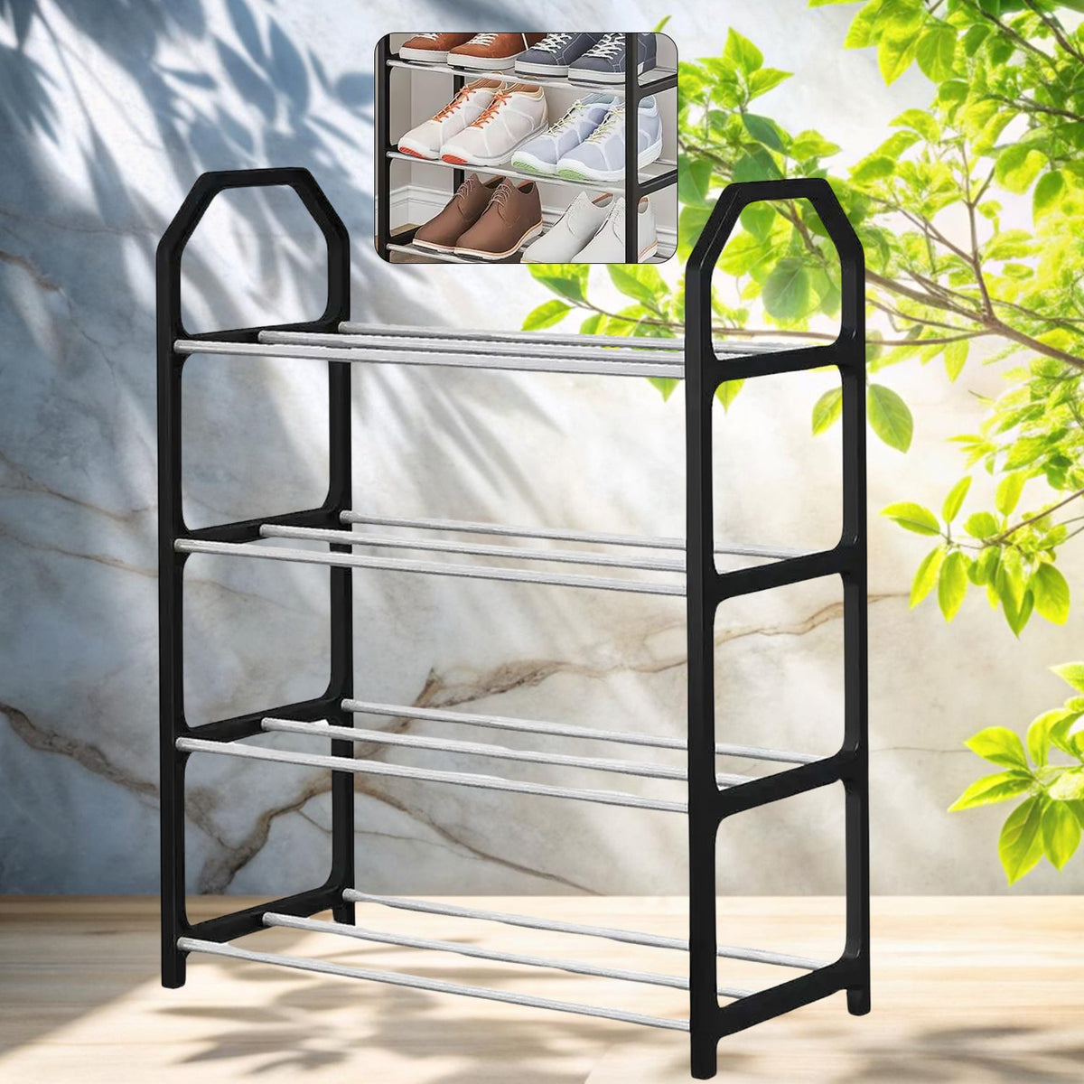 Space-Saving Folding Shoe Rack – 4-Layer Organizer |