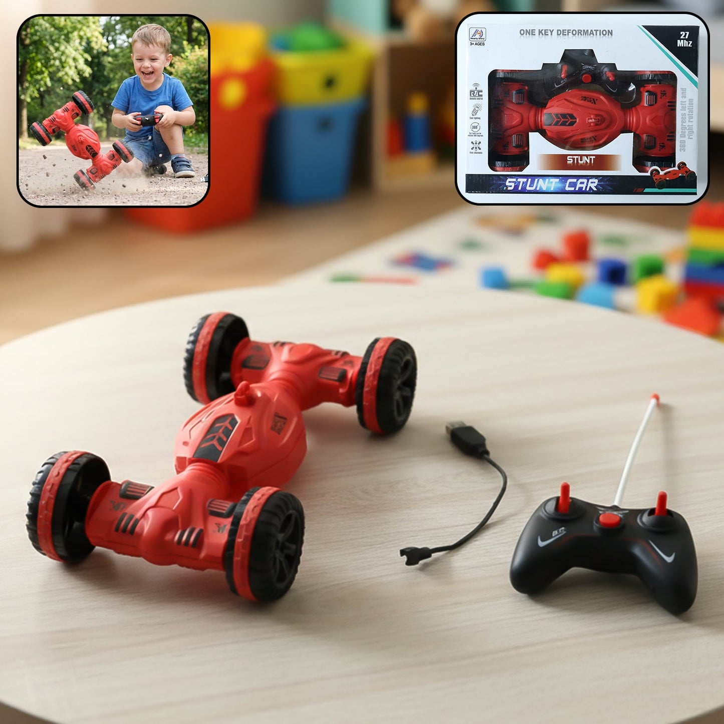 Remote Control Stunt Car performing fast 360 degree spin