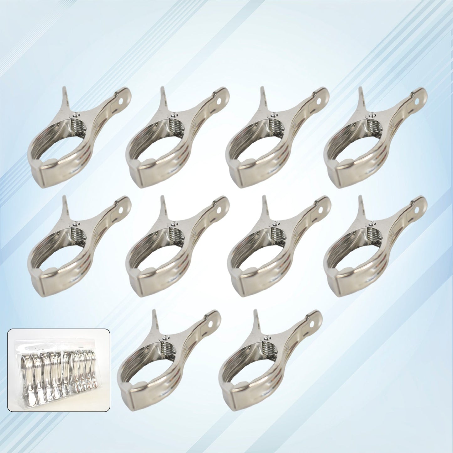 Stainless Steel Clothespins – Windproof, Durable (10 Pcs)