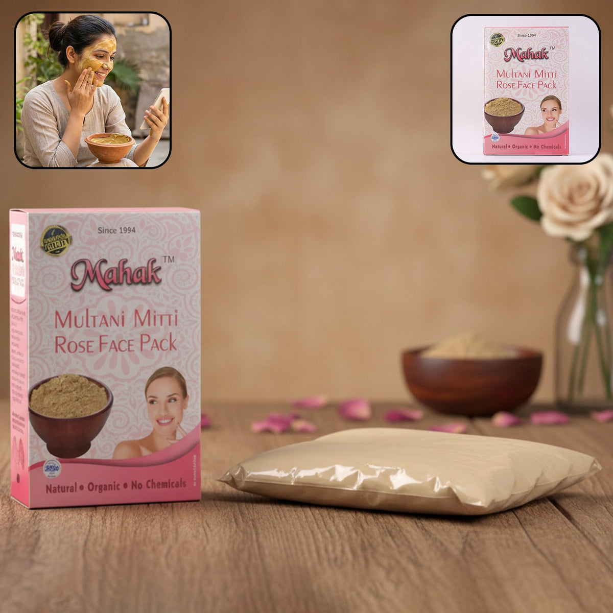 Multani Mitti Rose Face Pack – Herbal Deep Cleansing 80gm