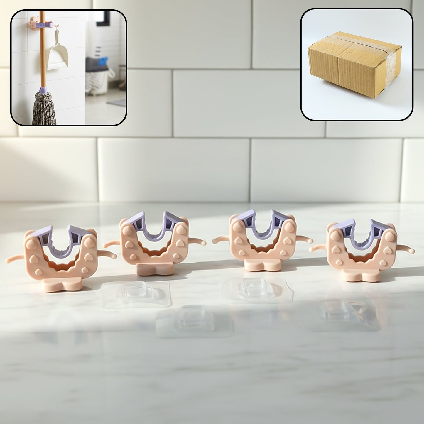 Stay Organized Broom & Mop Holder Clips – Strong Adhesive
