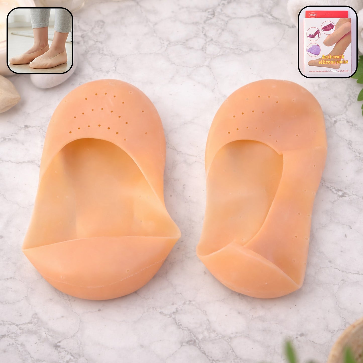 Silicone Heel Protector Socks – Soft Gel Relief for Cracked Heels