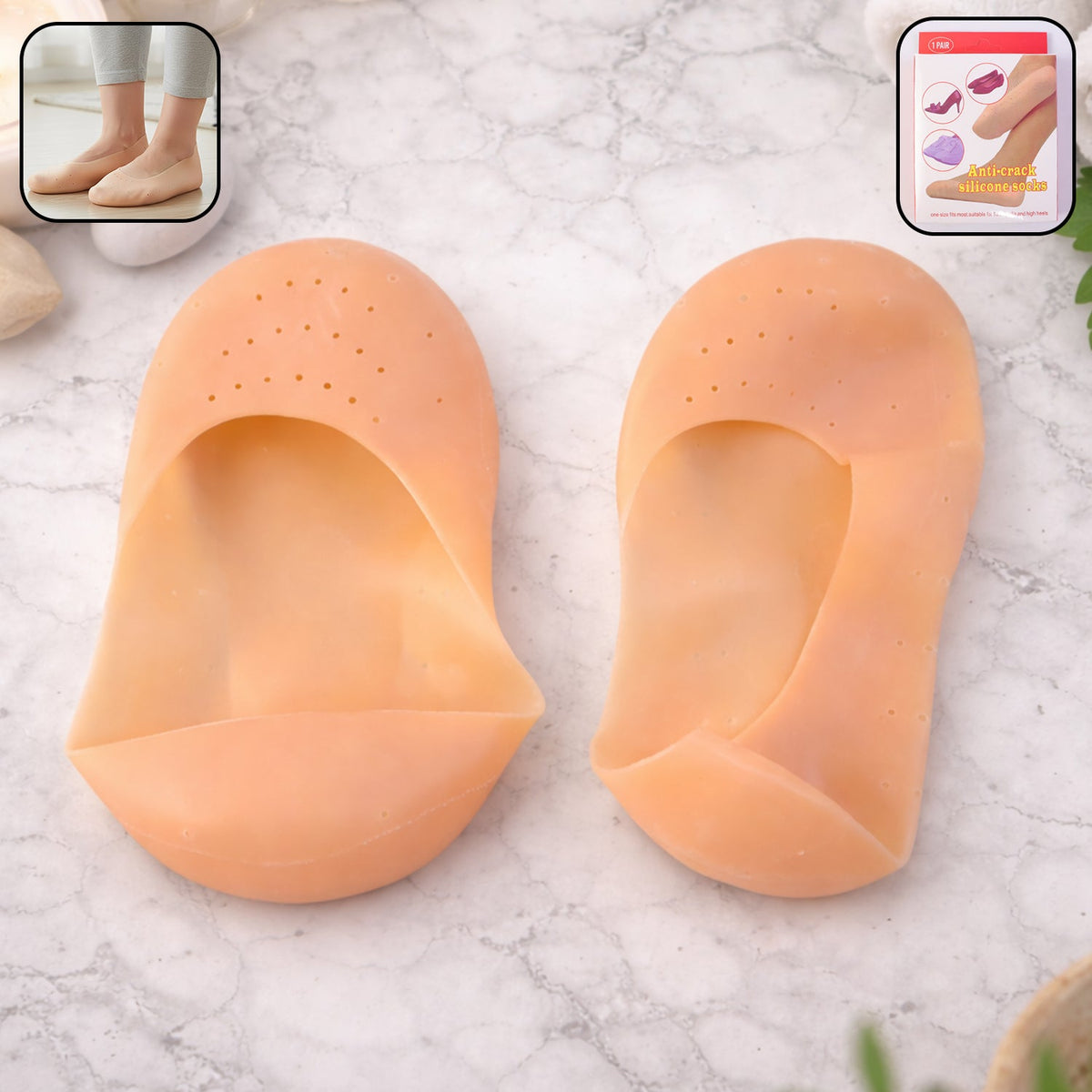 Silicone Heel Protector Socks – Soft Gel Relief for Cracked Heels