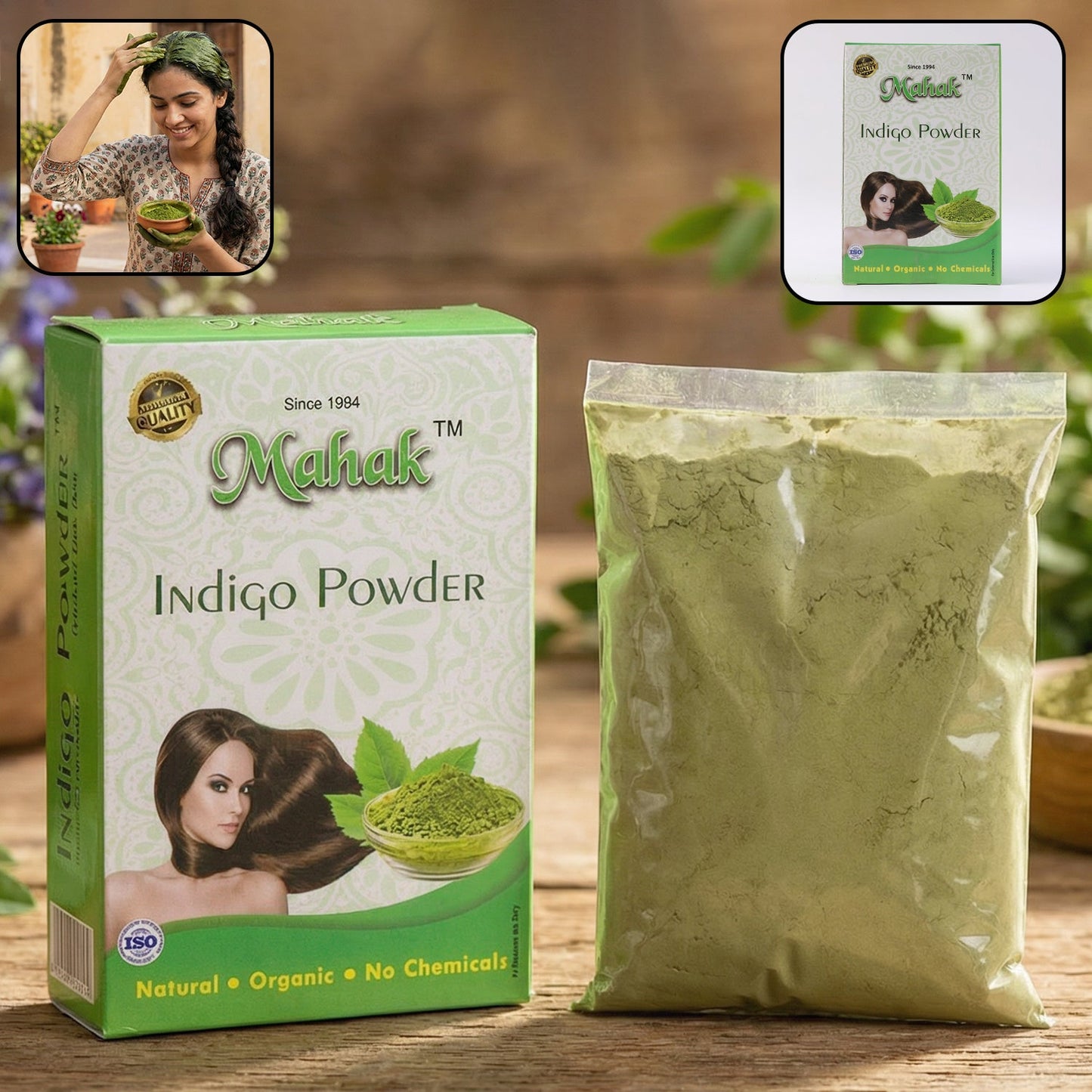 Natural Indigo Powder – Pure Herbal Hair Coloring & Care 80 gm