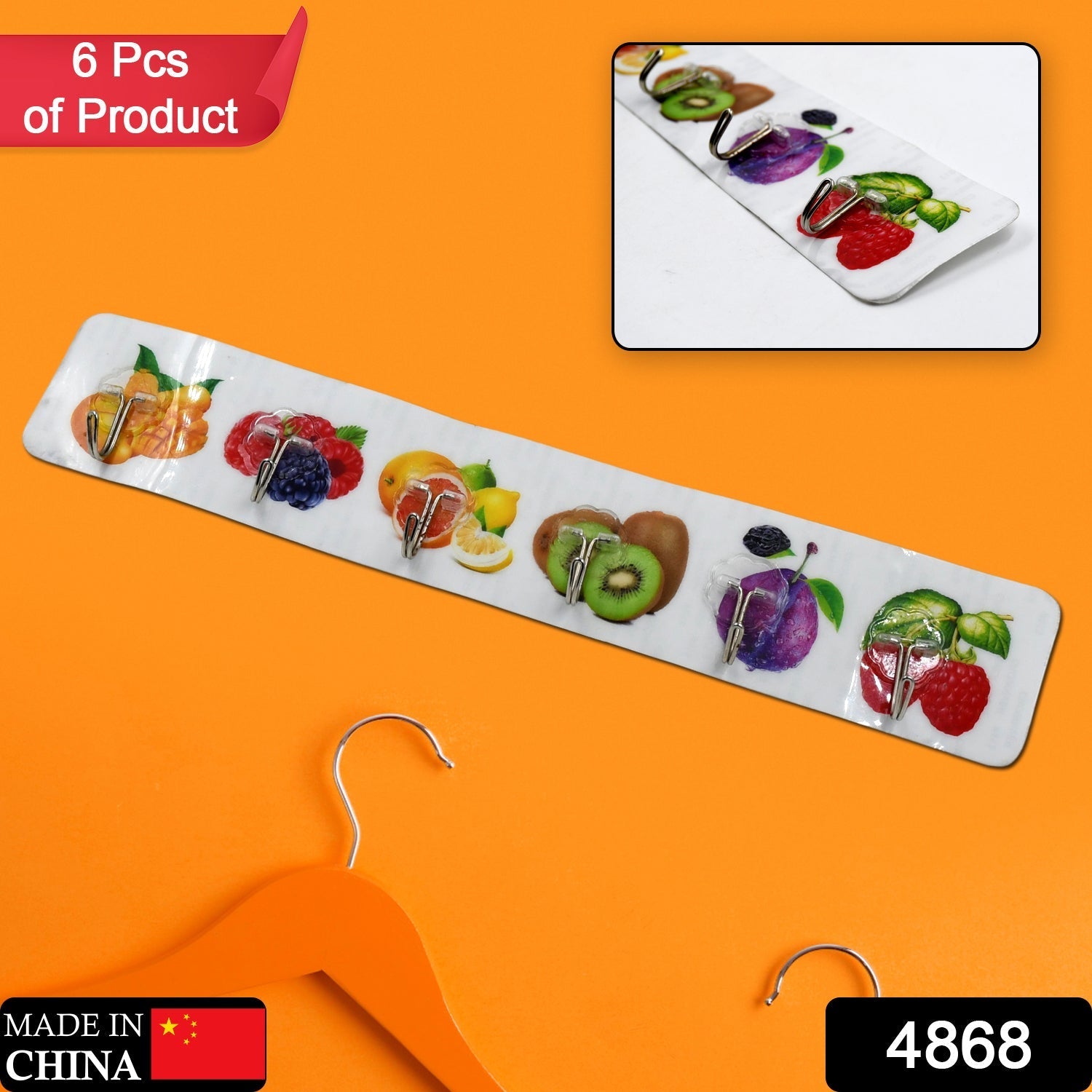 All-in-One Adhesive Wall Hooks – Strong, Transparent (6 Pcs) - main product view