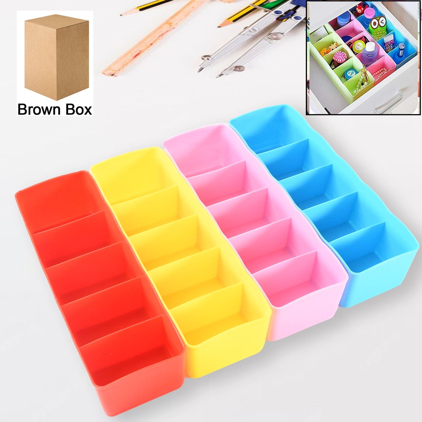 Stay Organized Drawer Organizer Box Set – Grid (4-Piece)