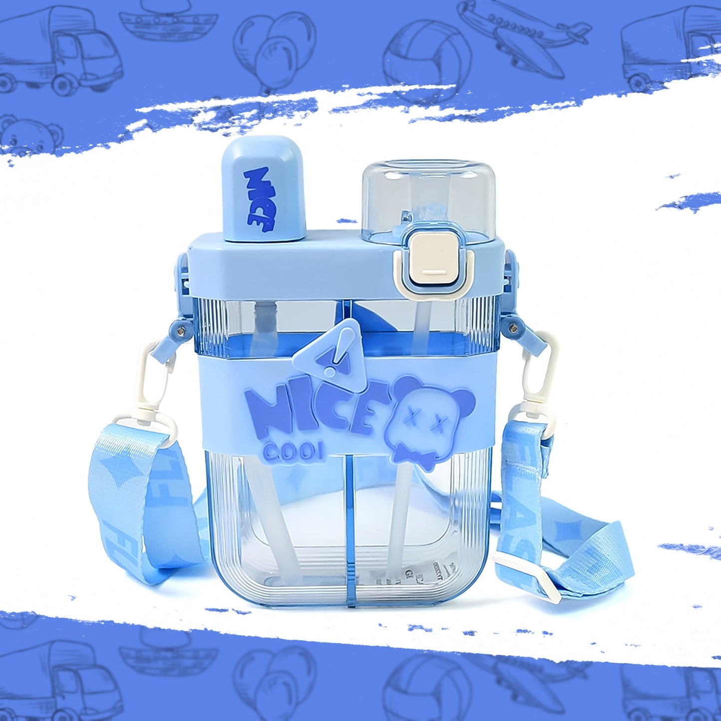 Stay Hydrated Kids Water Bottle with Dual Compartments – Straw