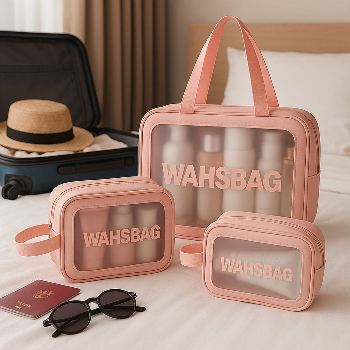 Cosmetic Pouch Set – Waterproof Travel Makeup Bags (Set of 3)
