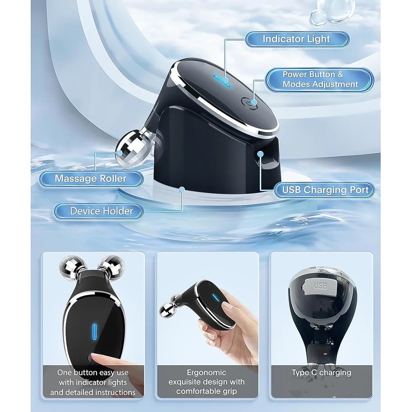 Microcurrent Face Massager – Skin Tightening & Wrinkle Care | Velvet Wellness