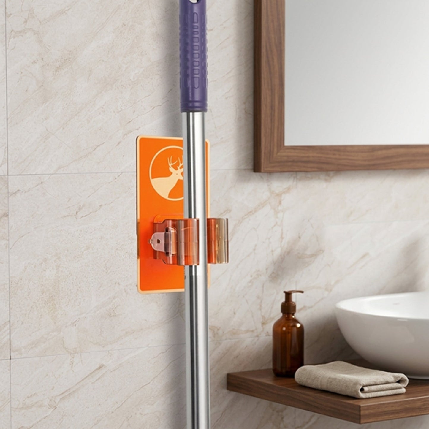 Space-Saving Wall Mounted Mop Holder – Cleaning Tool