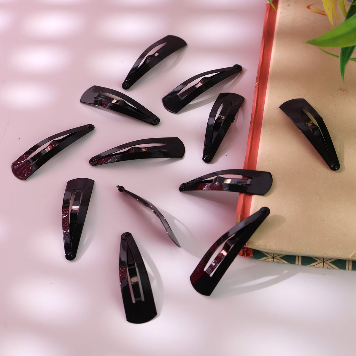 Metal Tik Tak Hair Clips – 12 Pc Matt Black Set
