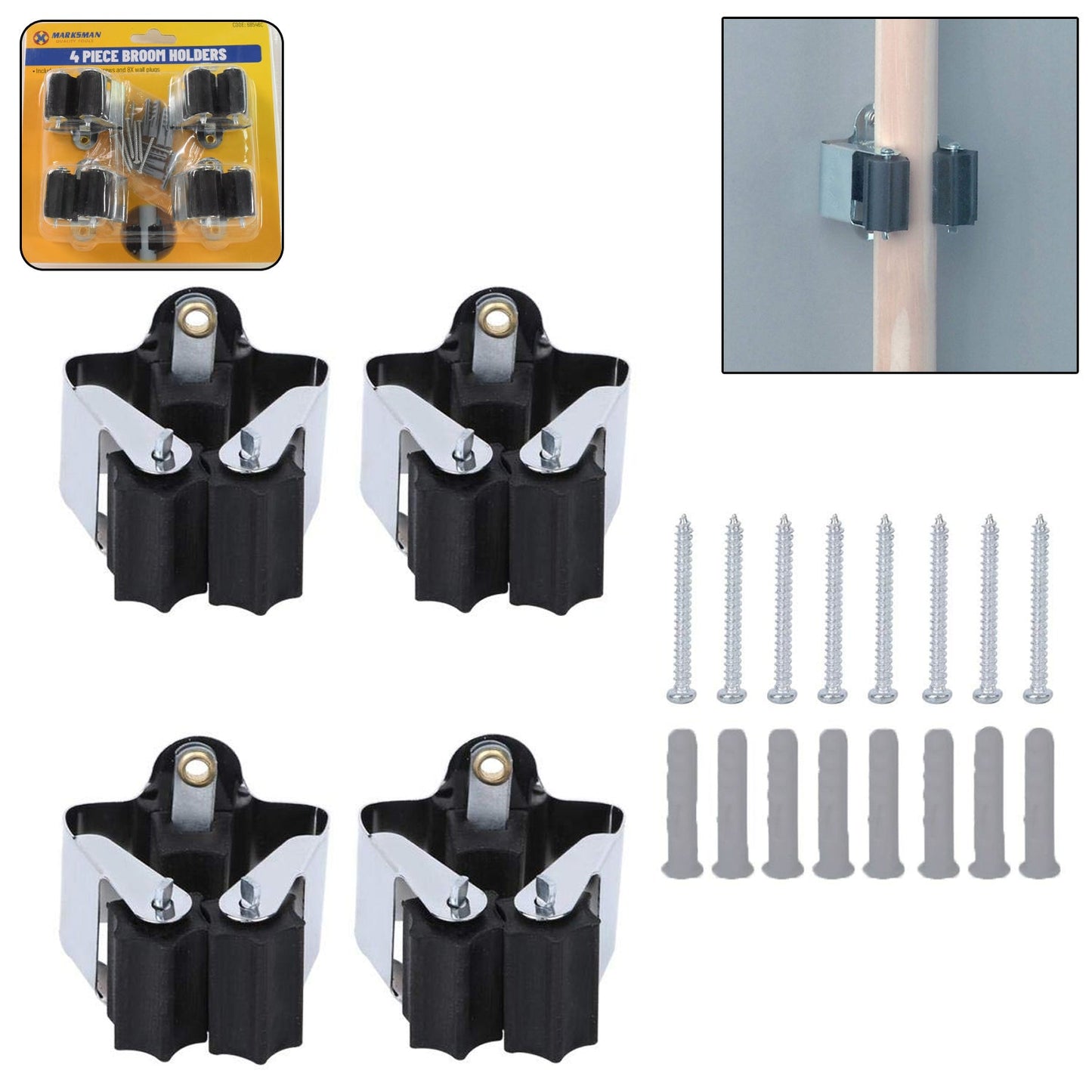 Clutter-Free Storage Wall Mount Mop Holder – No-Slide Grip