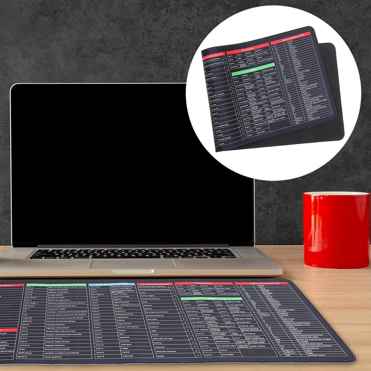 Durable stitched edges of the Shortcut Keyboard Mat for long-lasting use.