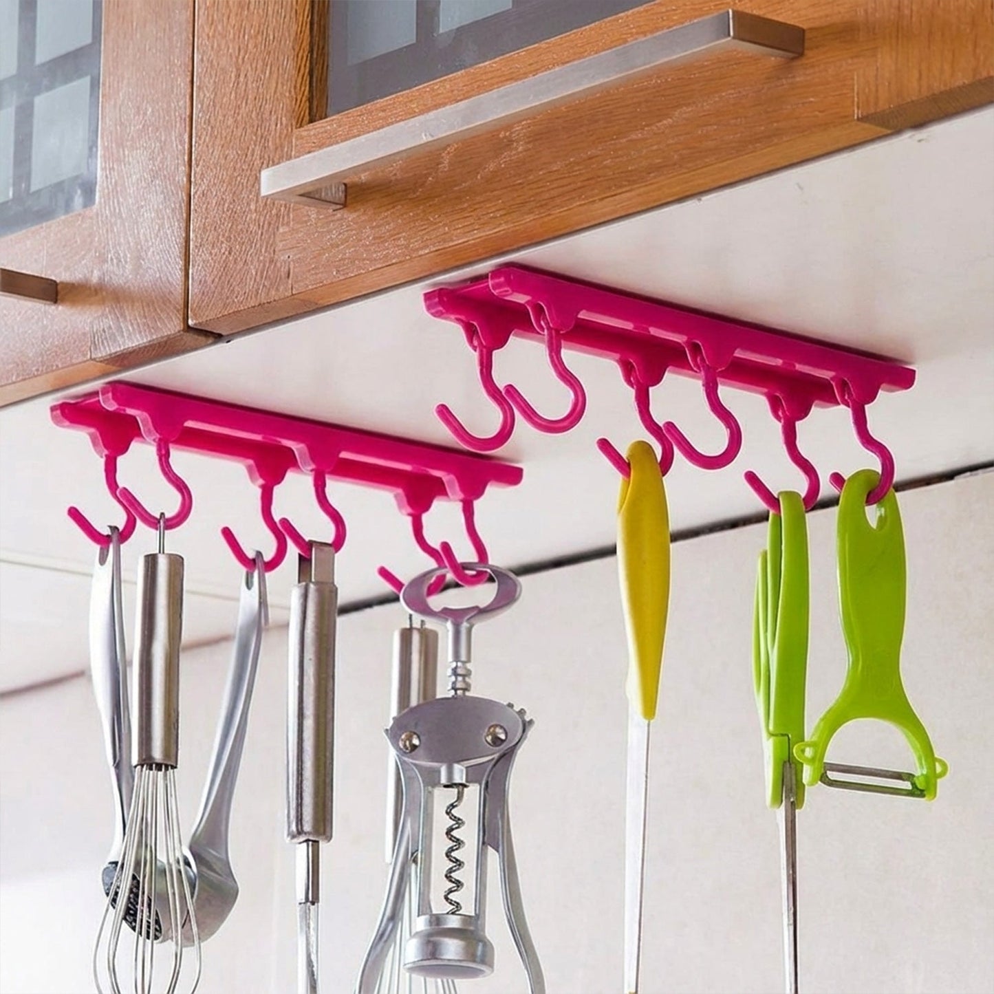 All-in-One Hanging Organizer – Durable Pink Hooks