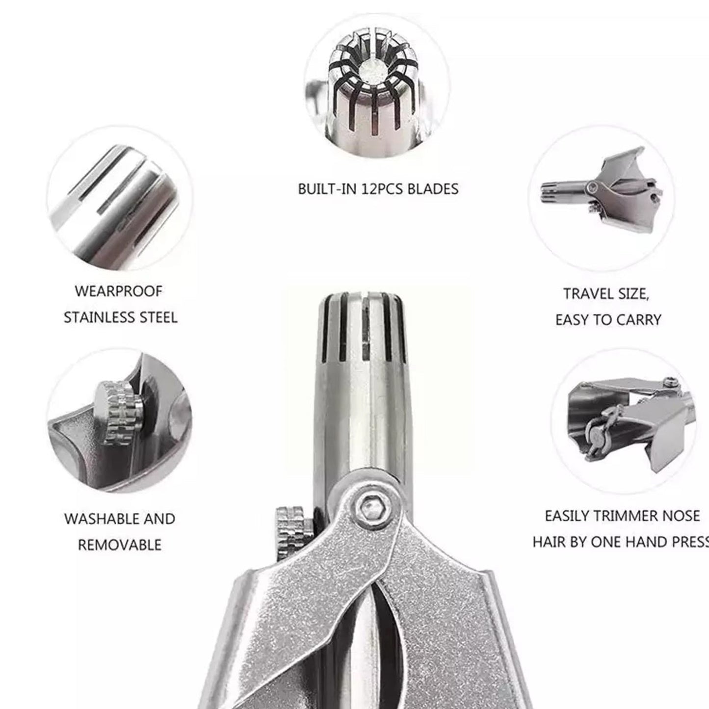 Nose Hair Clipper – Stainless Steel Manual Trimmer | Calm & Curl