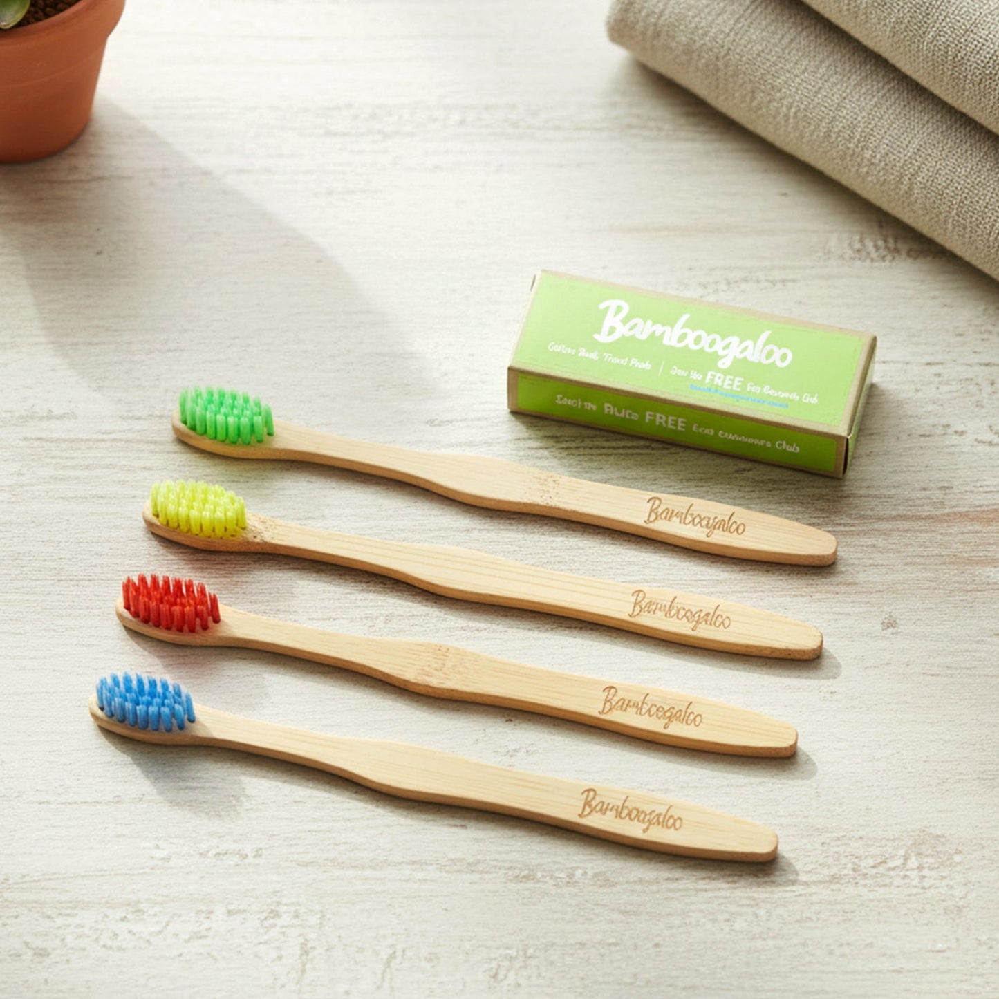 Bamboo Toothbrush Set for Adults – Soft Bristles, Pack of 4