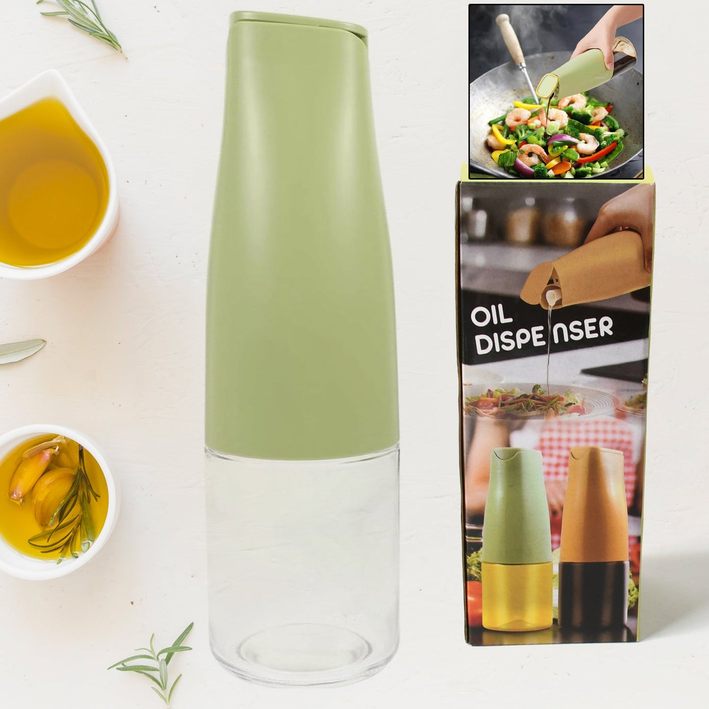 Oil Dispenser 500ml – Auto Open Lid, Non-Drip Bottle | BestyBuys