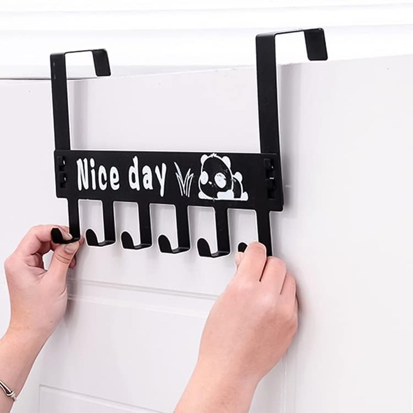 Heavy-Duty Carbon Steel Over Door Hook Rack – Hooks, Black