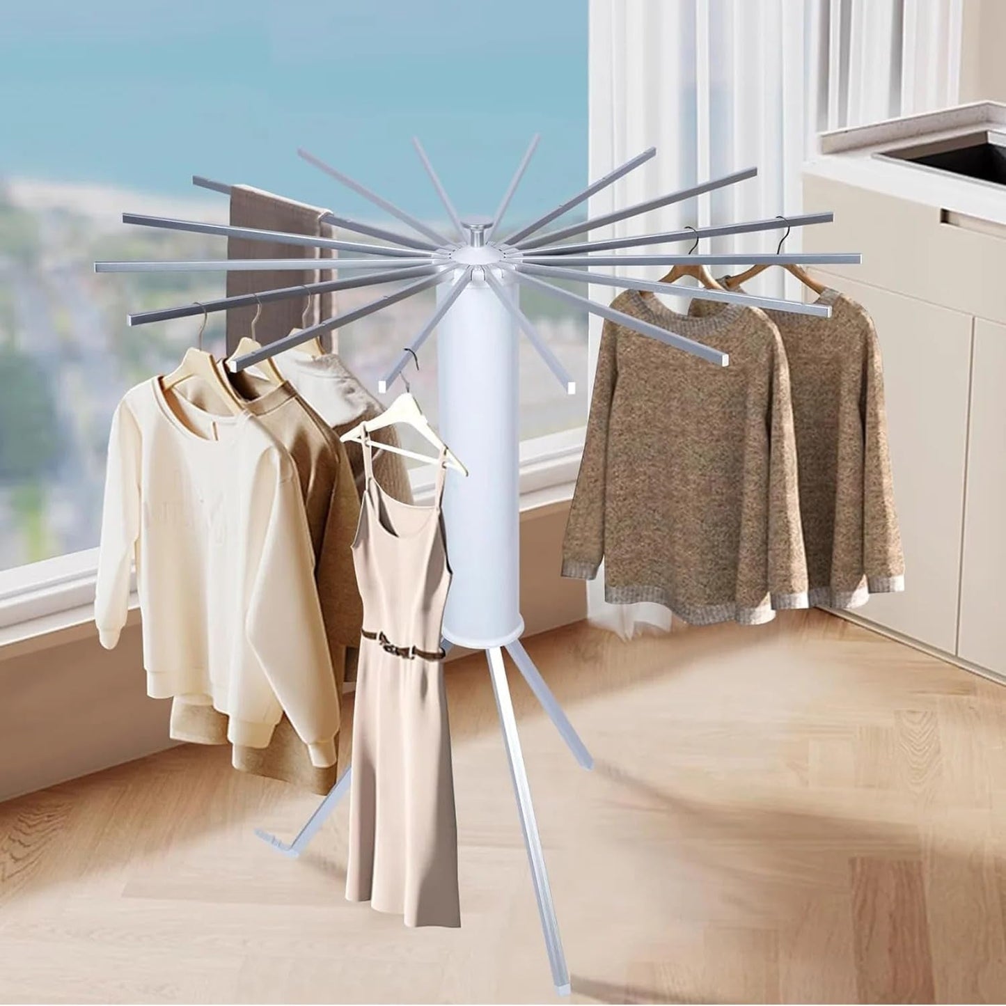 Space-Saving Octopus Rotating Clothes Drying Rack Space - main product view