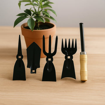 5 in 1 Gardening Hand Tool Set – Durable Wooden Handles