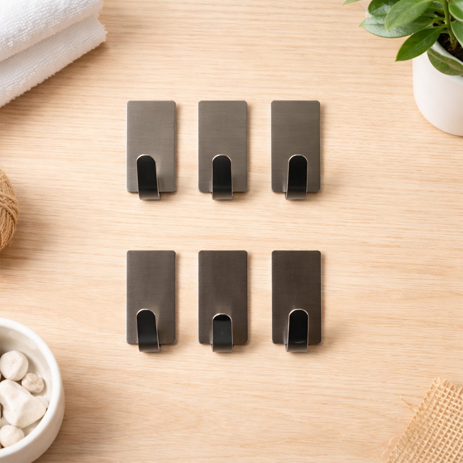 Self Adhesive Wall Hooks – Strong Hold, No Drilling, 6 Pc - main product view