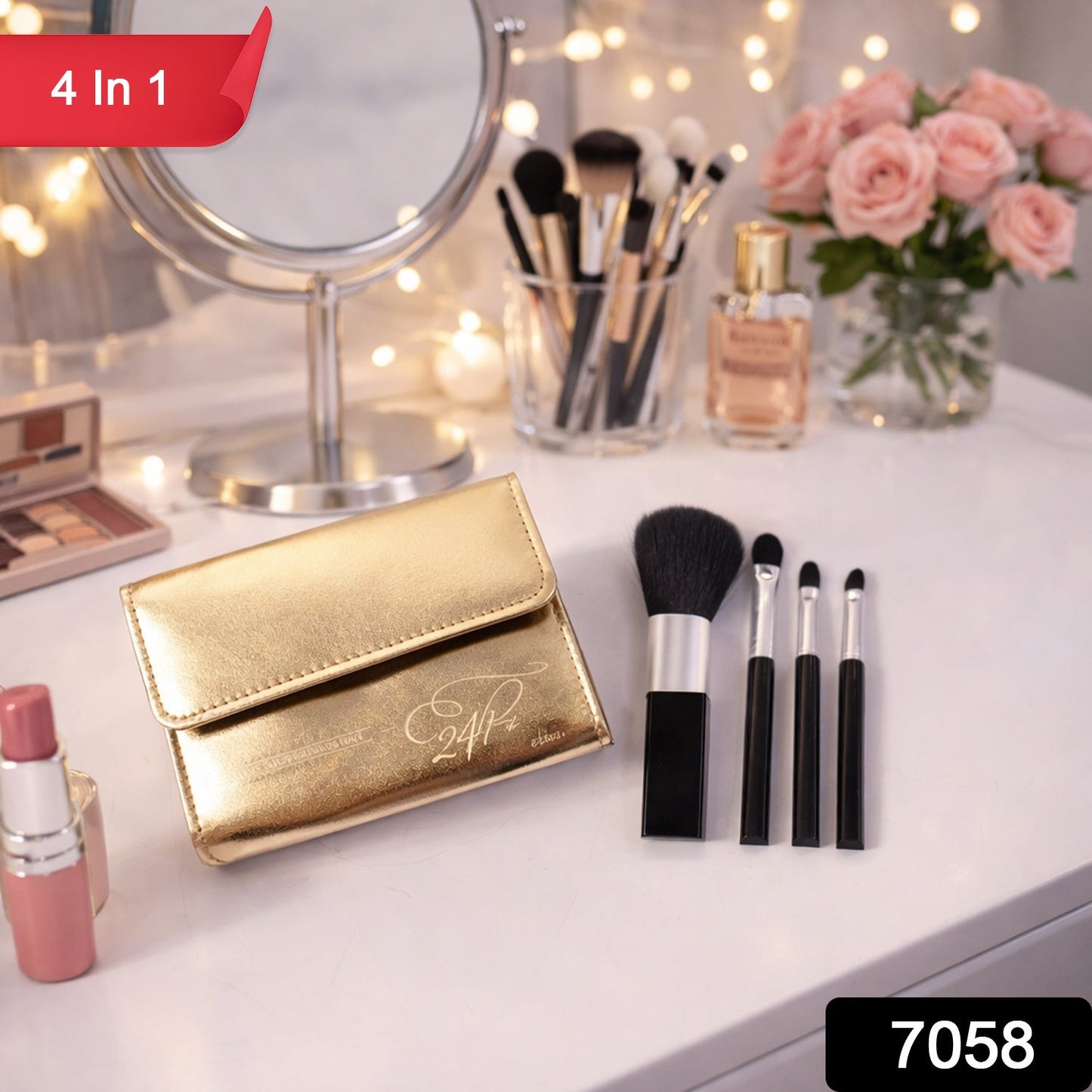 Makeup Brush Set – 4 in 1 Professional Brushes with Pouch