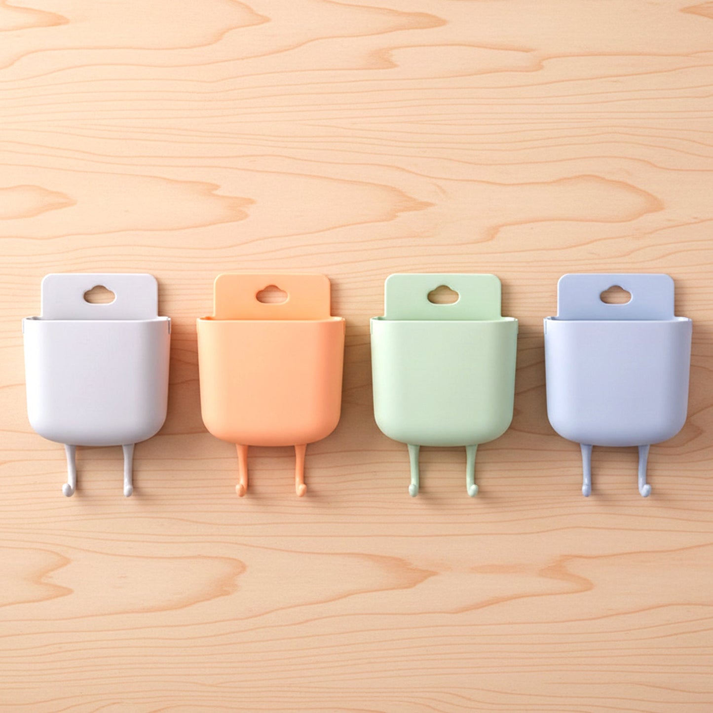 Space-Saving Plastic Wall Mounted Mobile Charging Holder Set – Pc