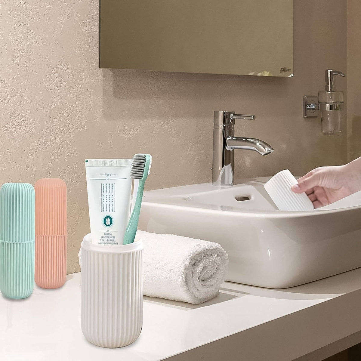 Travel Toothbrush Holder – 3 Pc Multicolor Kit