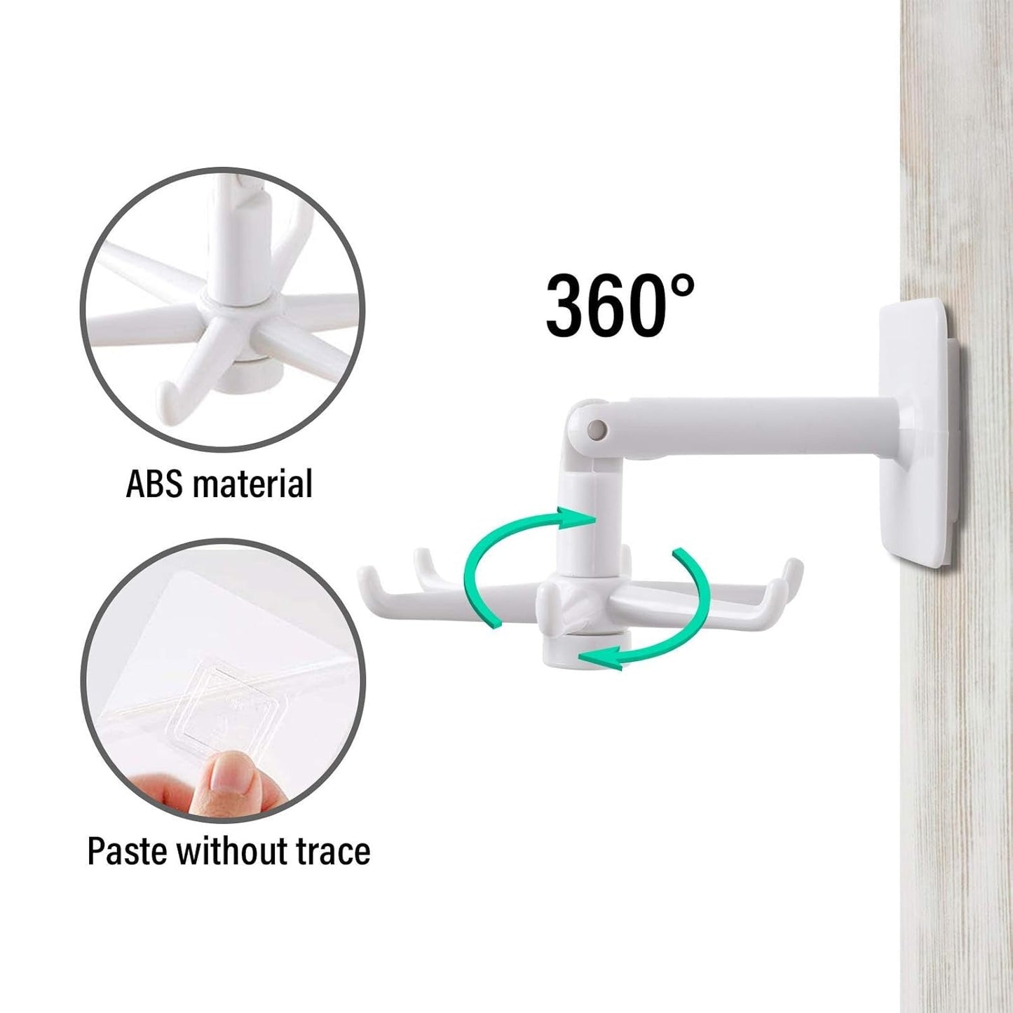 Self-Adhesive Wall Hook – 360° Rotating & Waterproof