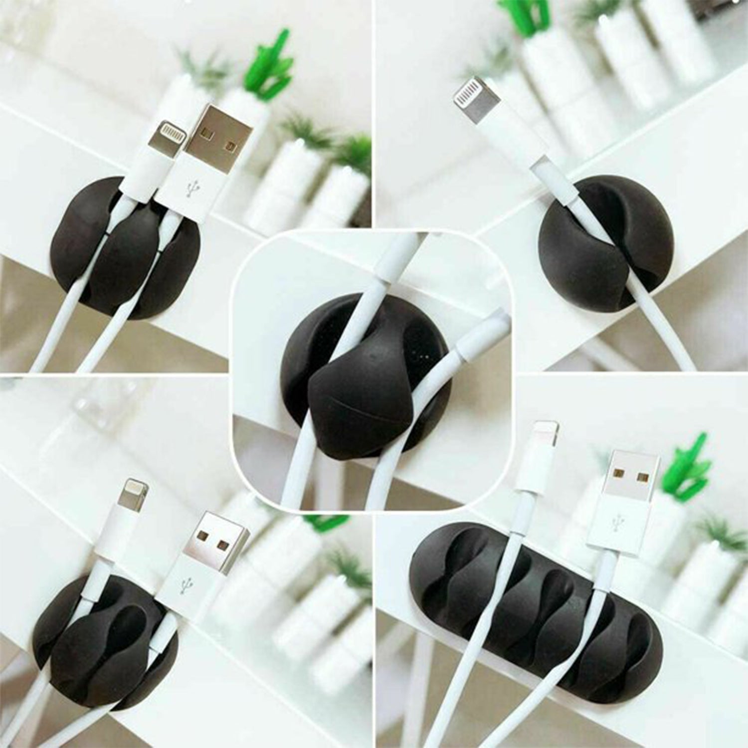 Compact desk wire holder clips preventing tangles for a tidy workspace.