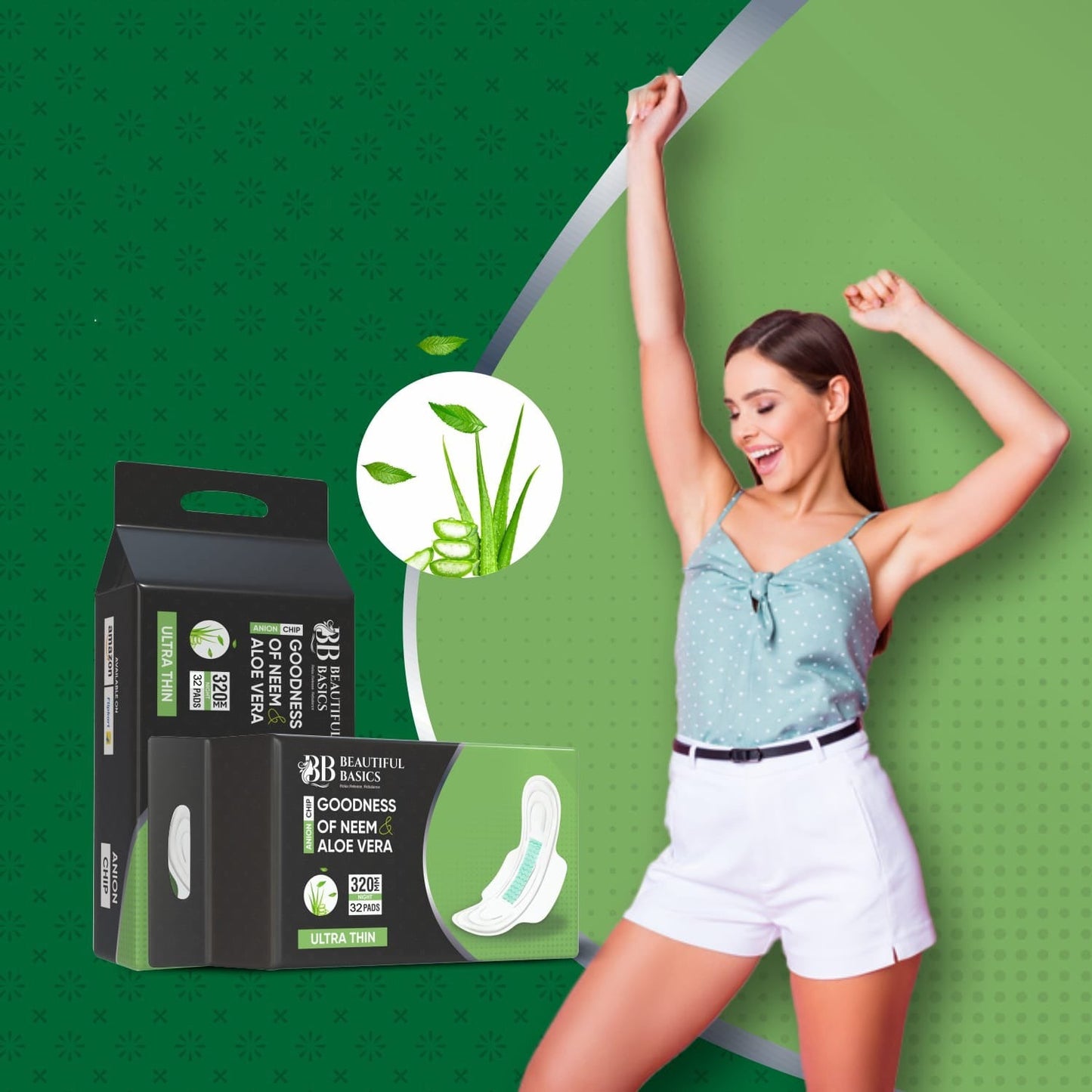 Sanitary Pads with Neem Aloe Vera – Ultra Thin | Beautiful Basics