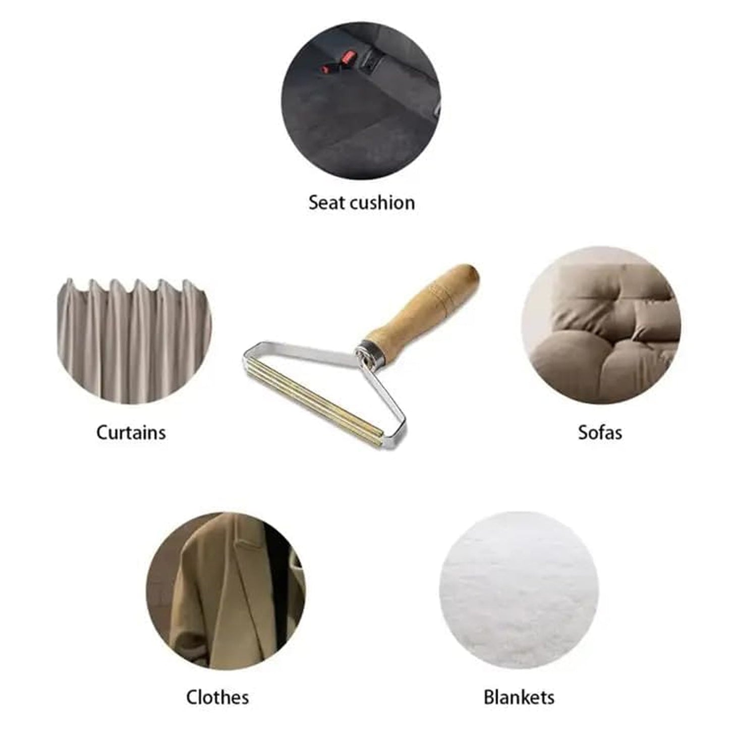 Lint Remover – Double-Sided with Wooden Handle