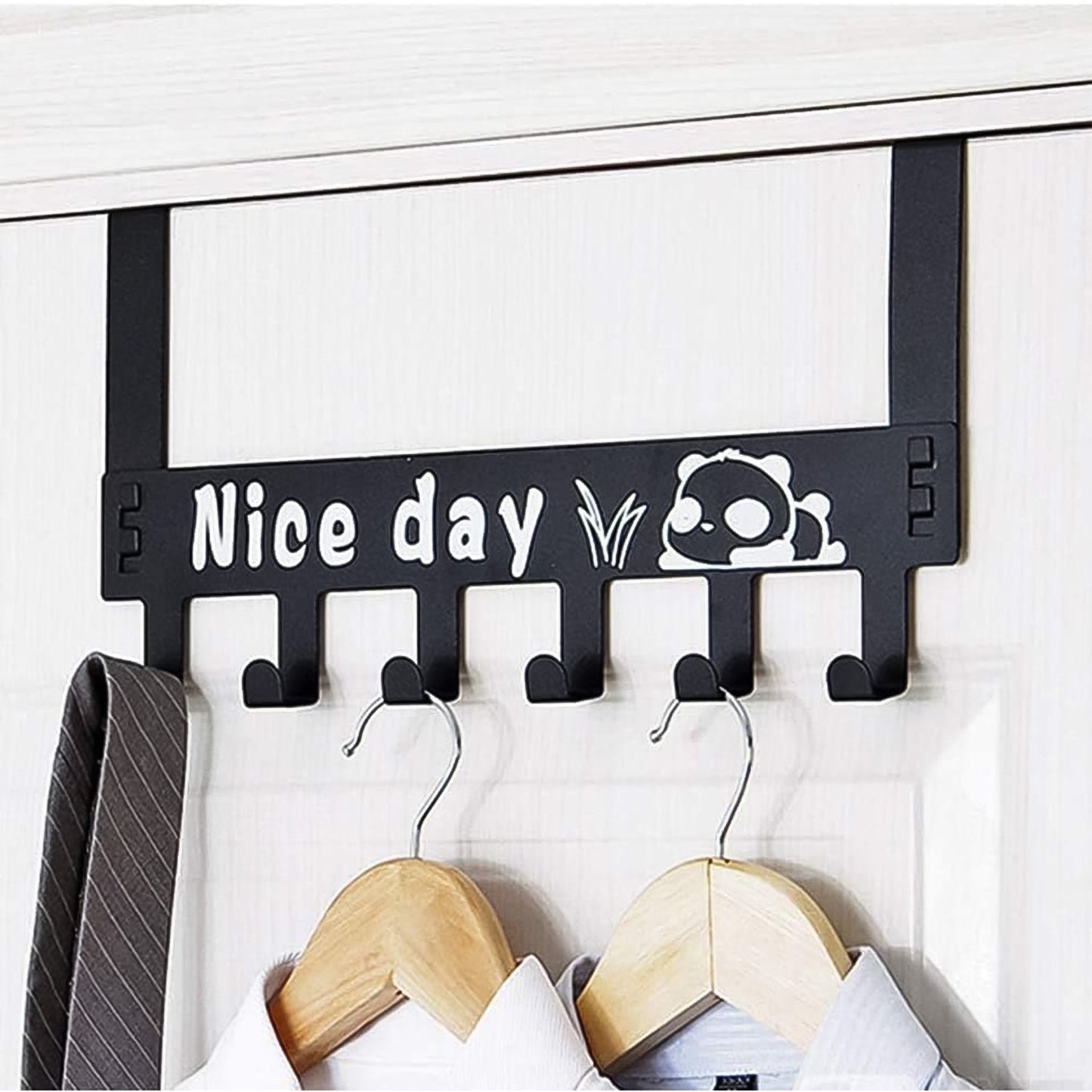 Heavy-Duty Carbon Steel Over Door Hook Rack – Hooks, Black