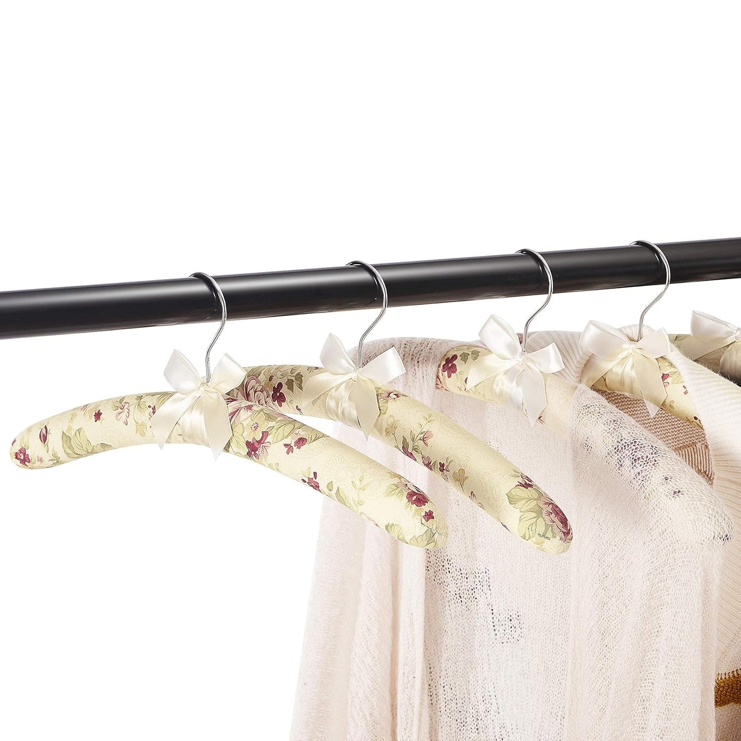 Ergonomic Padded Floral Clothes Hanger – Satin-Cushioned