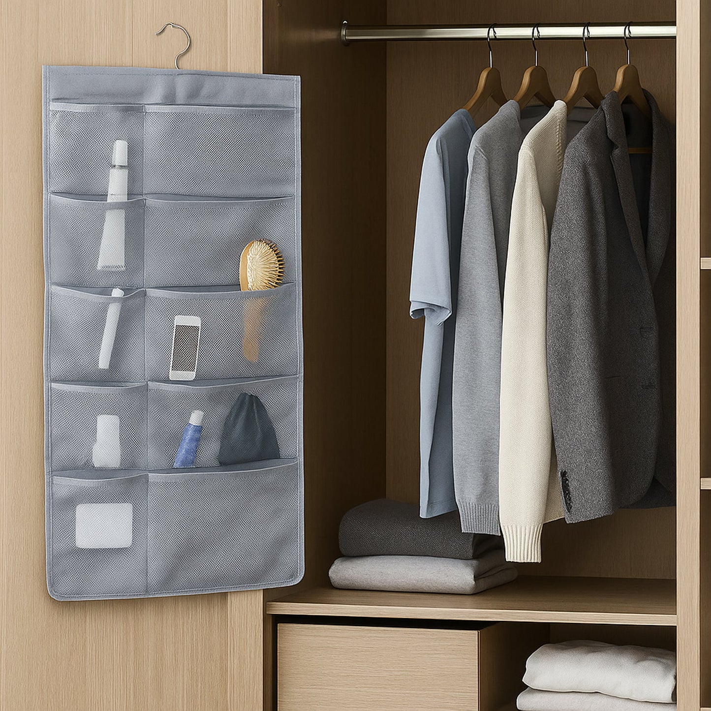 Space-Saving Under Garment Organizer – Multi-Pocket Hanging