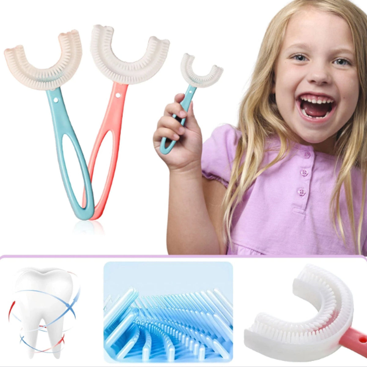 Kids U-Shaped Toothbrush – Gentle Cleaning for Toddlers