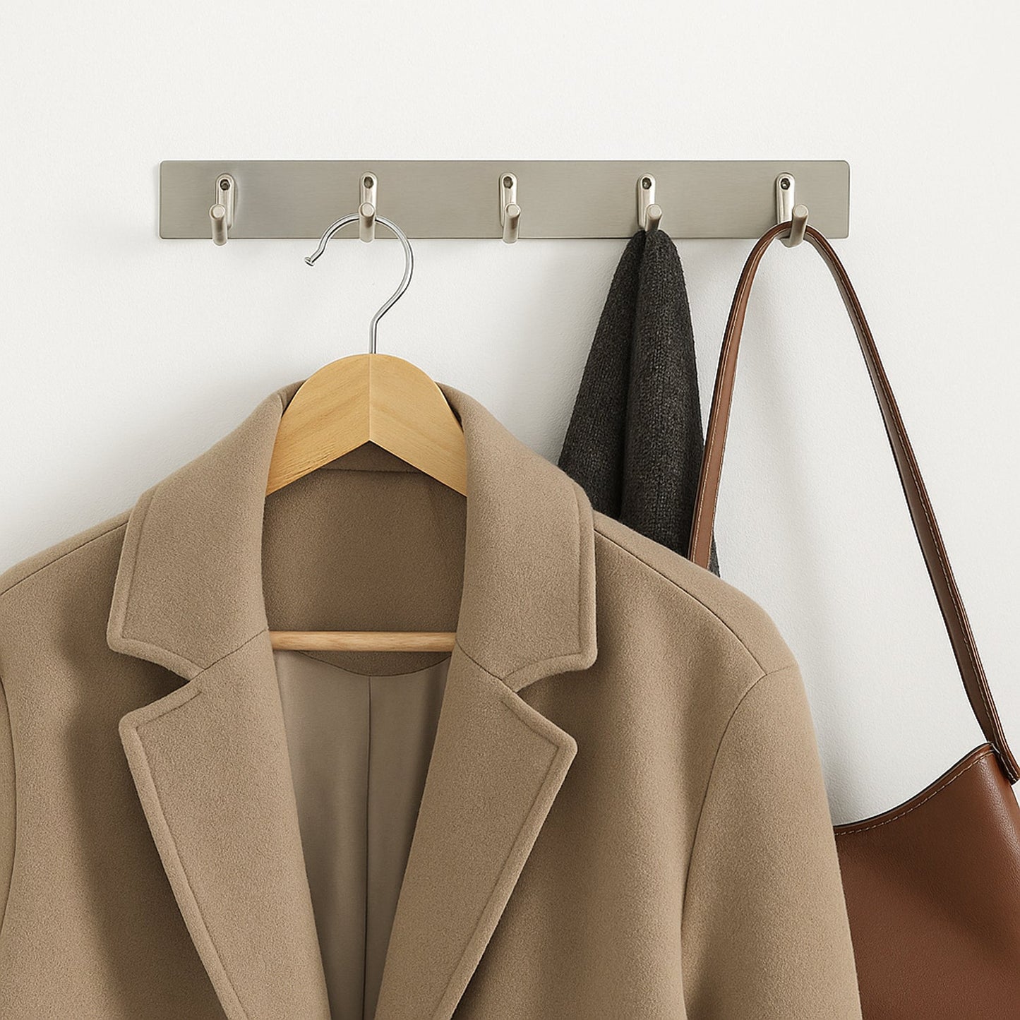 Clutter-Free Storage Stainless Steel Coat Hook Rack – 5-Hook