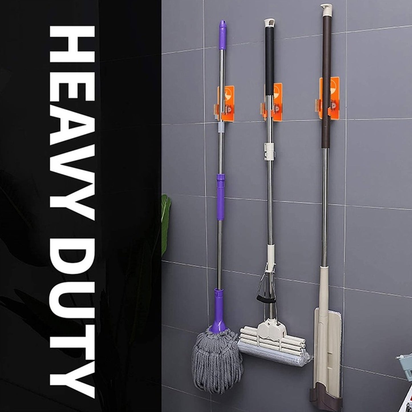 Space-Saving Wall Mounted Mop Holder – Cleaning Tool