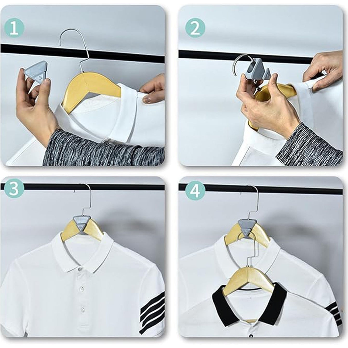 Space-Saving Plastic Triangle Hanger Connector Hooks – Wardrobe