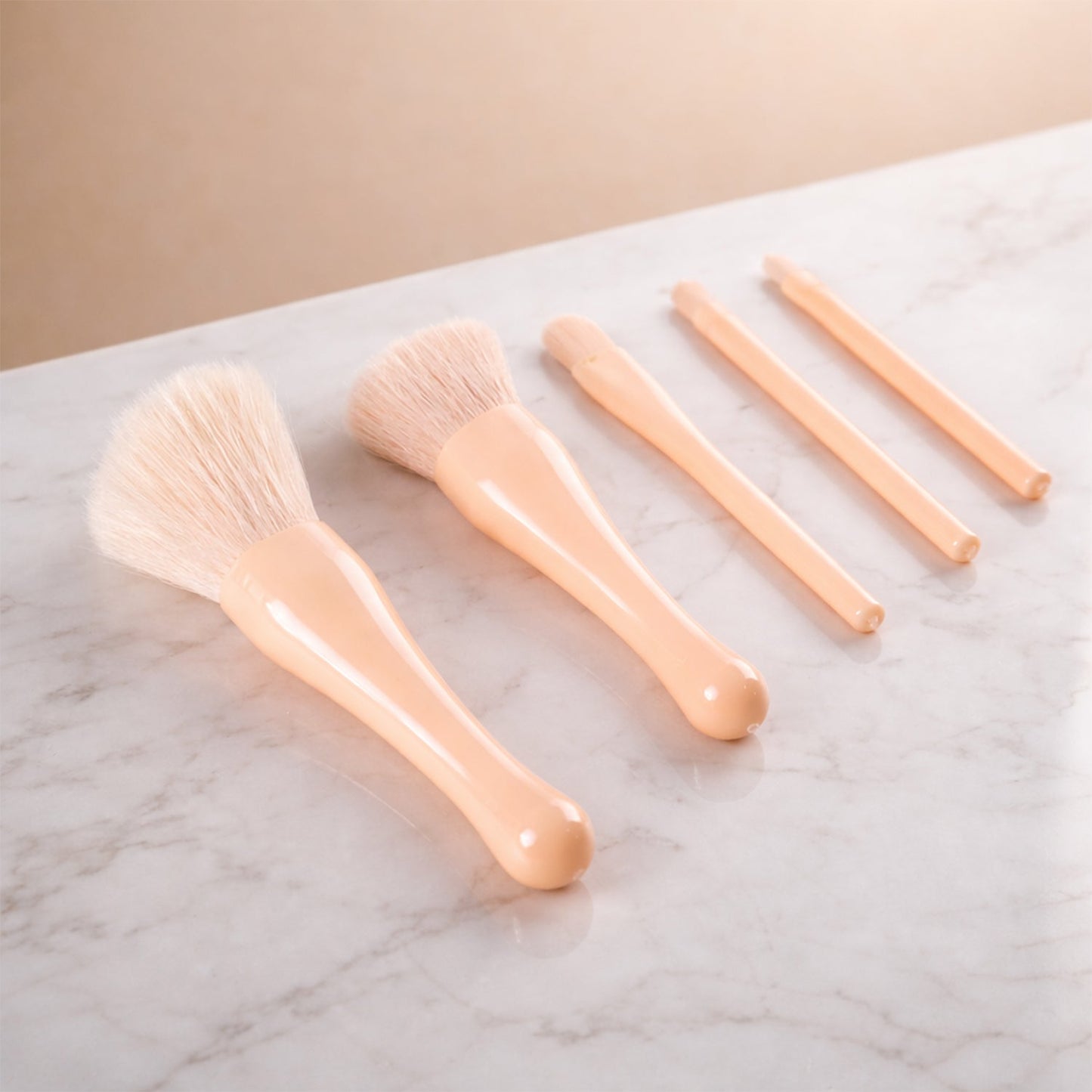 5 in 1 Makeup Brush Set – Compact Kit with Built-in Mirror