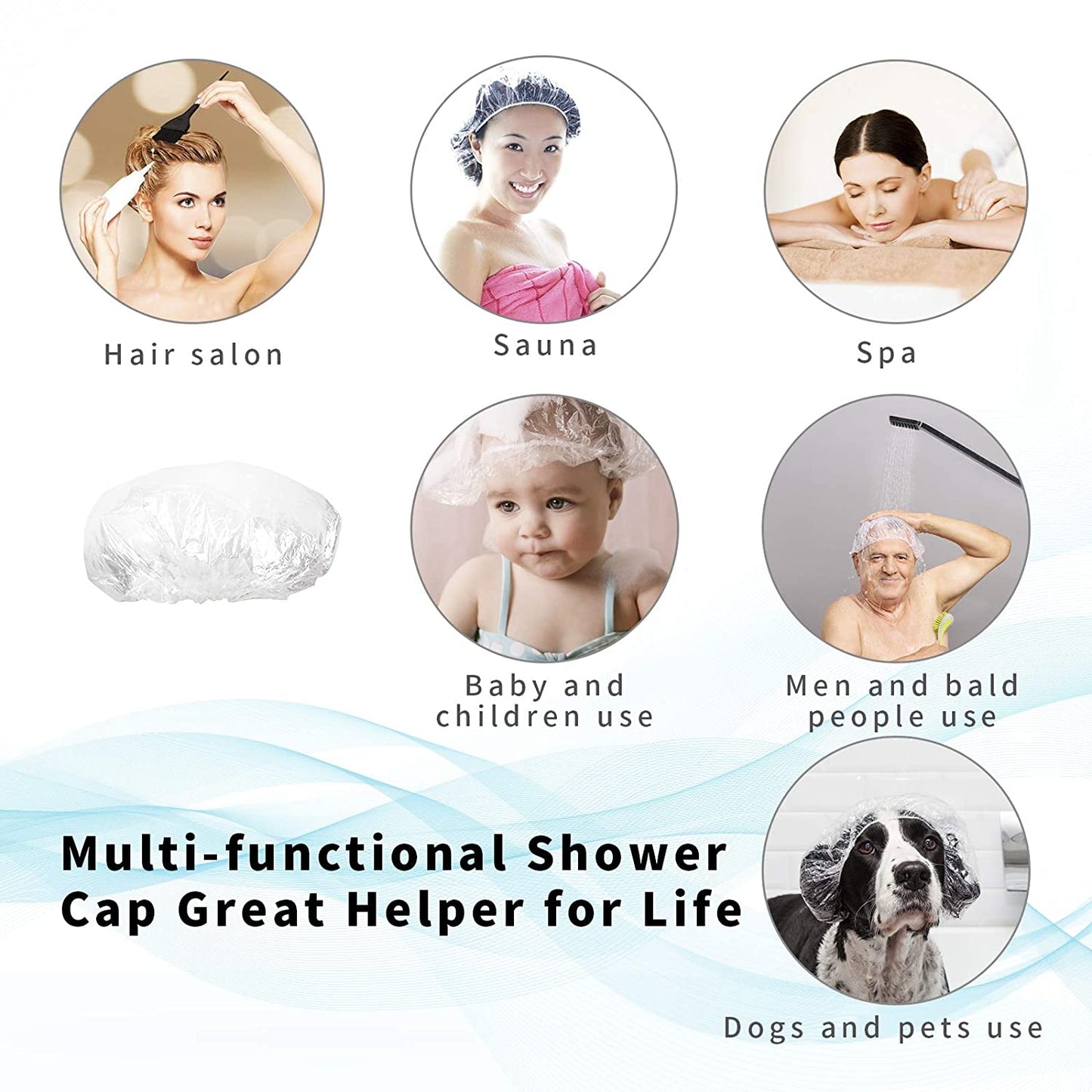 Disposable Shower Caps – Large Waterproof 12-Pack | VelvaBloom