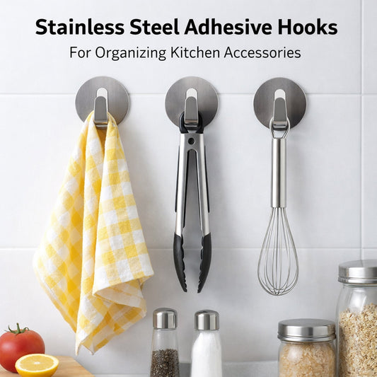 Stainless Steel Hooks – Waterproof Self-Adhesive
