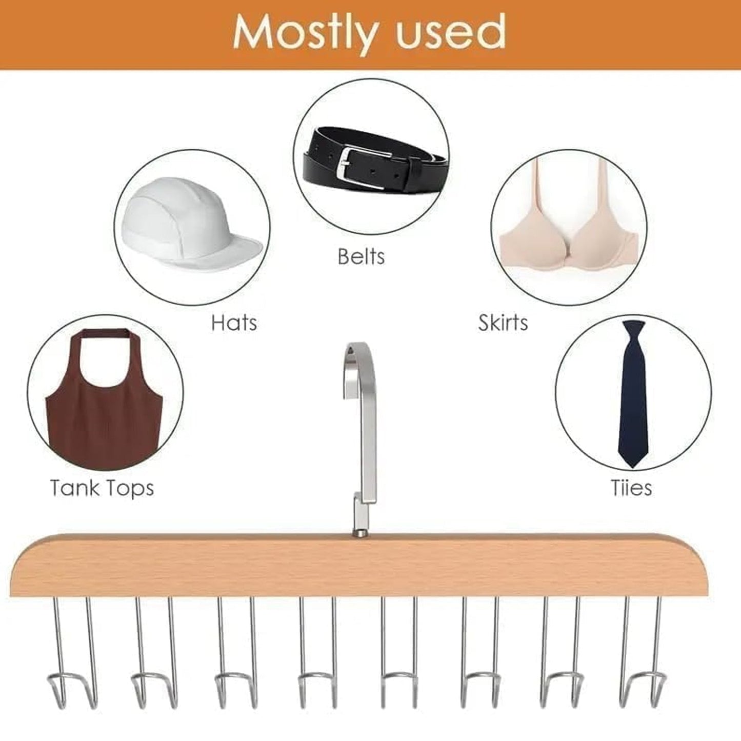 Space-Saving Hanger – 8-Hook Lotus Wood Closet Organizer