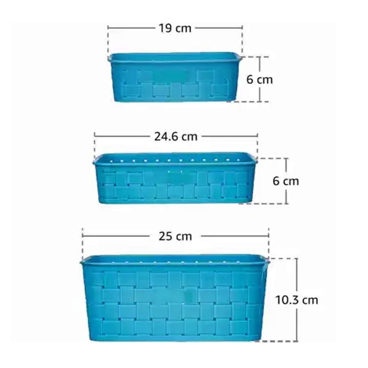 Stay Organized Storage Baskets Set – Food-Grade Plastic, Sky
